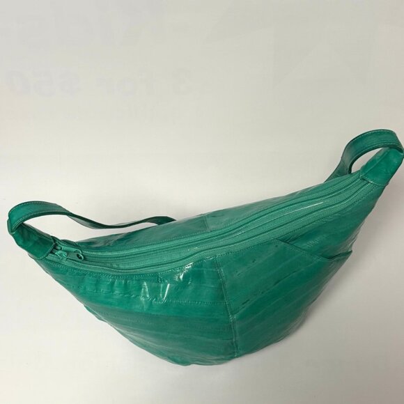 Vintage Minty Green Croissant-Style Purse – Hidden Front Pocket – Unique Retro B - Picture 5 of 13